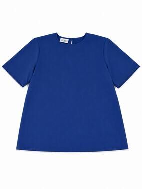 Tropics Women’s Blue Short Sleeve Blouse Crew Neck Keyhole Back Top
